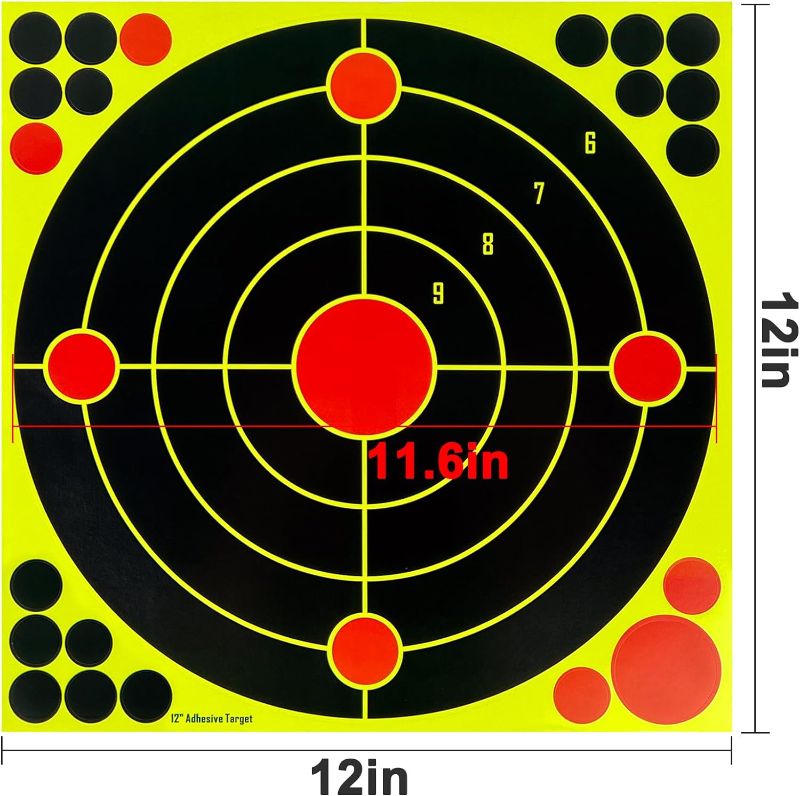 Photo 1 of 5 Pack Lot , 12 Inch Self Adhesive Paper Reactive Splatter Targets 20 per pack - with Cover-up Patches Targets for Shooting Rifle, BB Gun, Pellet Gun, Pistol, Airsoft