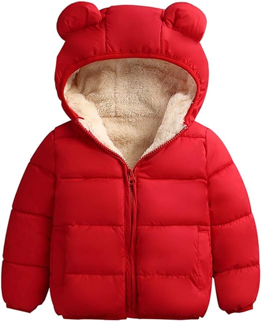 Photo 1 of Baby Boys Fleece Lined Warm Coat Toddler Girls Long Sleeve Plush Zipper Hoodie Down Jacket Winter Clothes