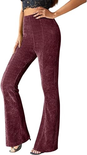 Photo 1 of Allytok Velvet Flare Pants for Women Elastic High Waisted Wide Leg Leggings Y2K Pants SMALL