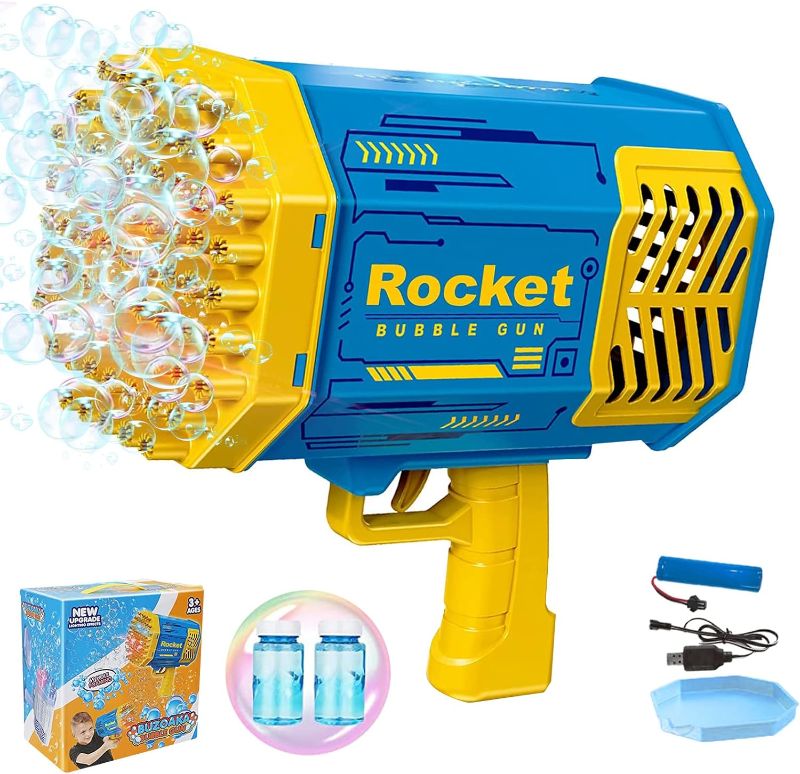 Photo 1 of AIBOIKE Bubble Gun?Bubble Machine Gun 69 Holes with Colorful Lights, Rocket Bubble Gun for Kids Adults, Bubble Makers Fun Gifts for Outdoor Indoor Birthday Wedding Party?Blue?
