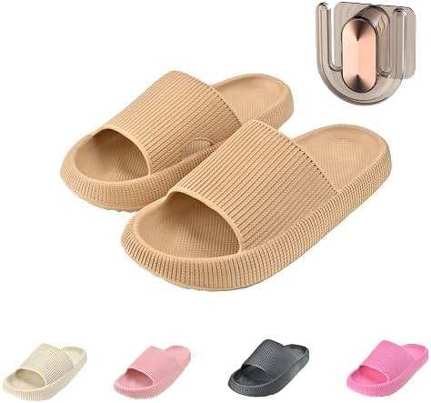 Photo 1 of Edmallu Cloud Slides For Women/Men - Ultra Cushion Pillow Slides With Wall Hanging Hook Non-Slip Thick Sole Cloud Slippers, Lightweight And Quick Drying Shower Slippers [Size: 12-12.5 Women/11-11.5 Men]