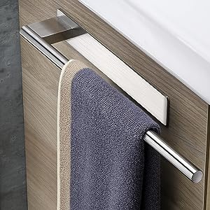 Photo 1 of Adhesive Towel Holder,Self Adhesive Towel Rack Stainless Steel No Drilling Towel Bar for Bathroom(Brushed Silver,15.35 in)