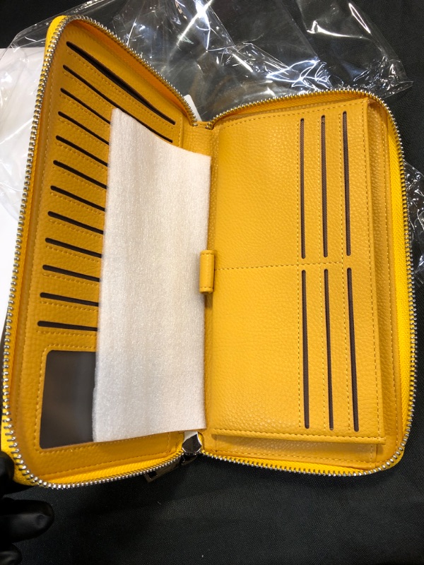 Photo 2 of  Womens Wallet RFID Blocking Leather Long Purse Zip Around Coin Large Capacity Wristlet 18 Card Slots|Checkbook Organizer for Women MUSTARD YELLOW