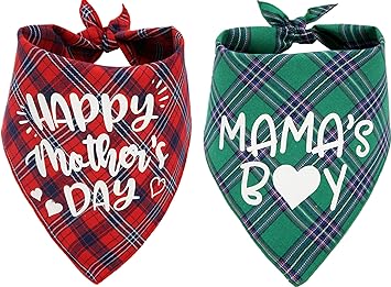 Photo 1 of 2 Pack Plaid Dog Bandana for Small Medium Large Dogs, Dog Mom, Valentines Day Bandana for Dogs Cat Pet