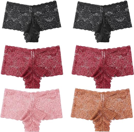 Photo 1 of Cinvik Womens High Waisted Lace Panties Sexy Cheeky Thong Boyshorts Full Coverage Plus Size Panties 2XL