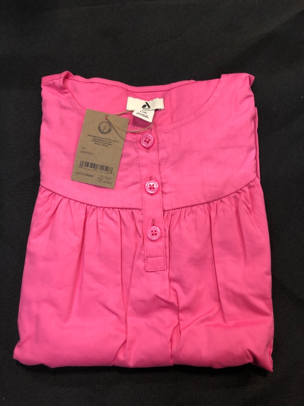 Photo 1 of Amazon Essentials Girls' Cotton Blend Puff Sleeve Tiered Maxi Dress (Previously Amazon Aware), Pink, 10Y