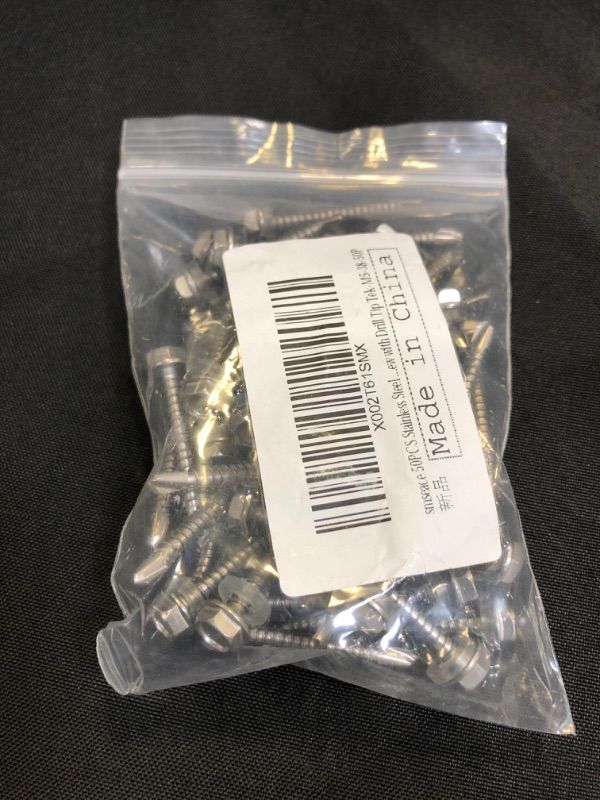 Photo 2 of #10 x 1-1/2" (1/2" to 2-1/2" Available) Hex Washer Head Self Drilling Screws, Self Tapping Sheet Metal Tek Screws, 410 Stainless Steel, 50 PCS