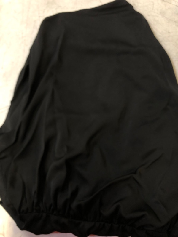 Photo 2 of Classic Elegance Black Satin Sleeveless Mock Neck Maxi Dress large 
