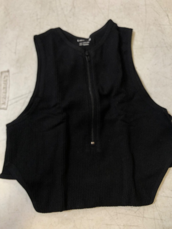 Photo 2 of Bodysuit for Women V Neck,Cut Out Waist Zipper Round Tank Bodysuit Sleeveless Ribbed Shapewear Tummy Bodysuit Small