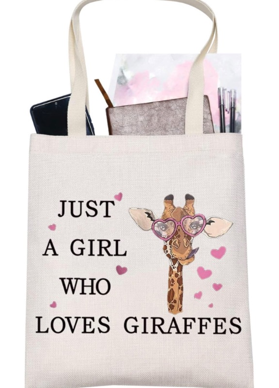 Photo 1 of Funny Giraffe Cosmetic Bag Animal Lover Gift Just A Girl Who Loves Giraffes Makeup Zipper Pouch Bag Giraffe Lover Gift (Who Loves Giraffes Tote)