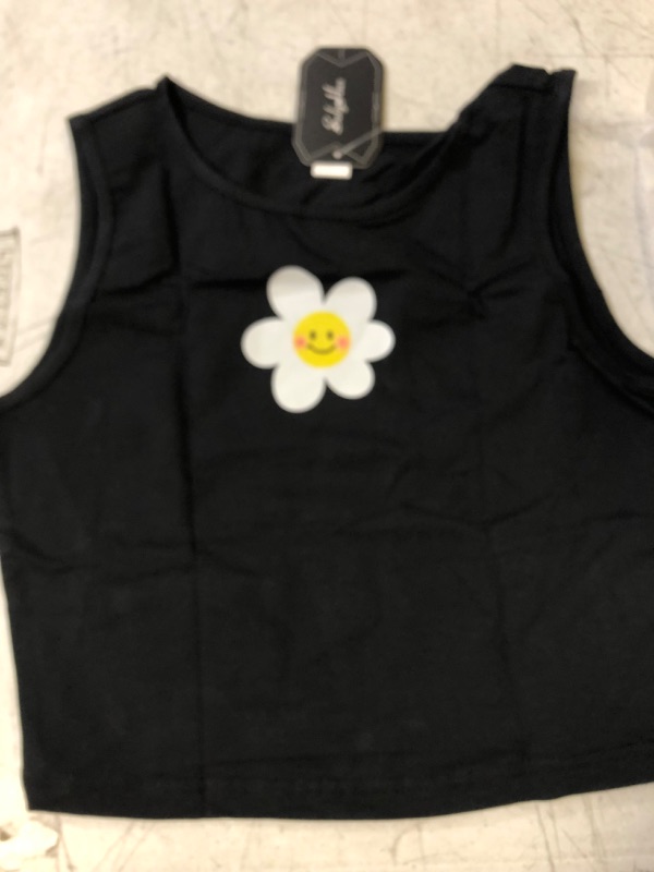 Photo 2 of Girl's Summer Sleeveless Round Neck Casual Baisc Crop Tank Tops 14Y