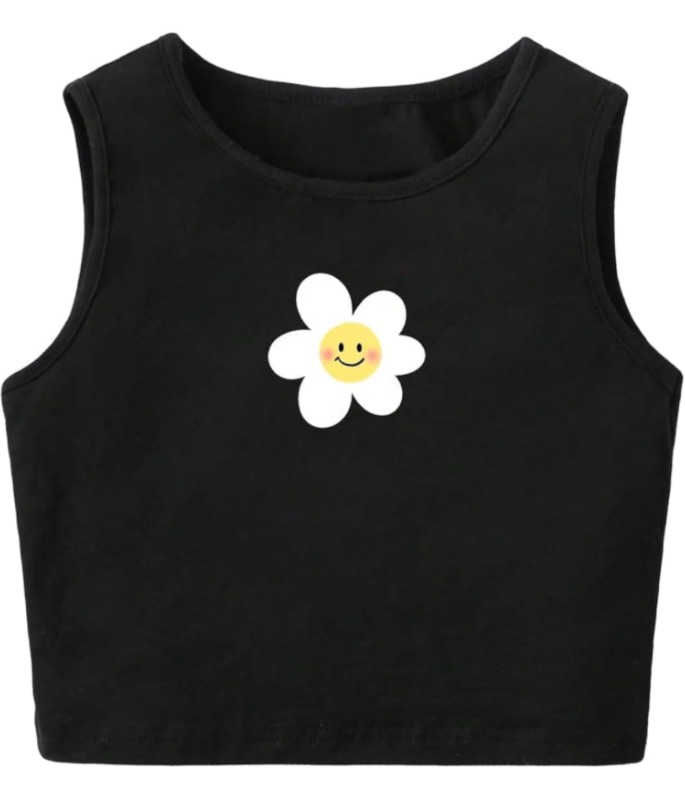 Photo 1 of Girl's Summer Sleeveless Round Neck Casual Baisc Crop Tank Tops 14Y