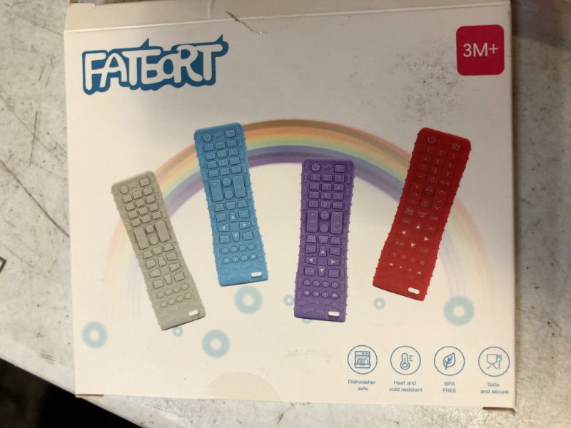 Photo 2 of FATEORT New Upgrade Key Presses 2-Pack Silicone Baby Teething Toys for Babies 3 Months+, Pressable Remote Control Shape Teething Toys Boys Girls Baby Chew Toys, Relief Baby Teething Gum