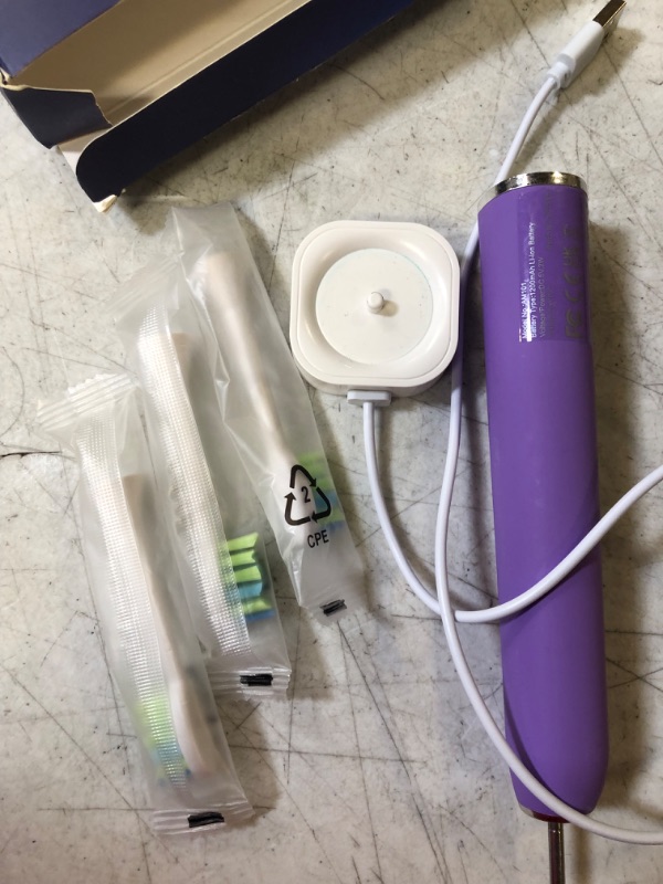 Photo 2 of 7AM2M Electric Toothbrush with 6 Brush Heads for Kids and Chlidren, One Charge for 100 Days,Wireless Fast Charge, 5 Modes with 2 Minutes Build in Smart Timer,IPX7 Waterproof(Purple)