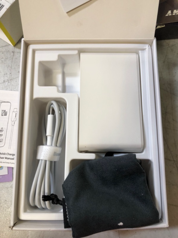 Photo 2 of USB C Charger, Baseus 100W GaN II Fast Charger, Quick Charge 5.0 Compact Charger with 100W USB C Cable, for MacBook Pro/Air, Laptops with Type-C, iPad, iPhone 13/13 Pro/12/11/XR/XS, Samsung, White