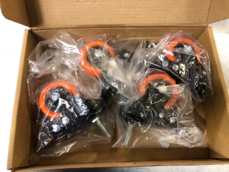 Photo 2 of 2 Inch Caster Wheels 800Lbs, Threaded Stem Casters Set of 4 Heavy Duty, 5/16"-18x1" (Screw Diameter 5/16", Stem Length 1"), Safety Dual Locking Industrial Castors, Wheels for Cart, Furniture 2 inch 5/16"-18x1"