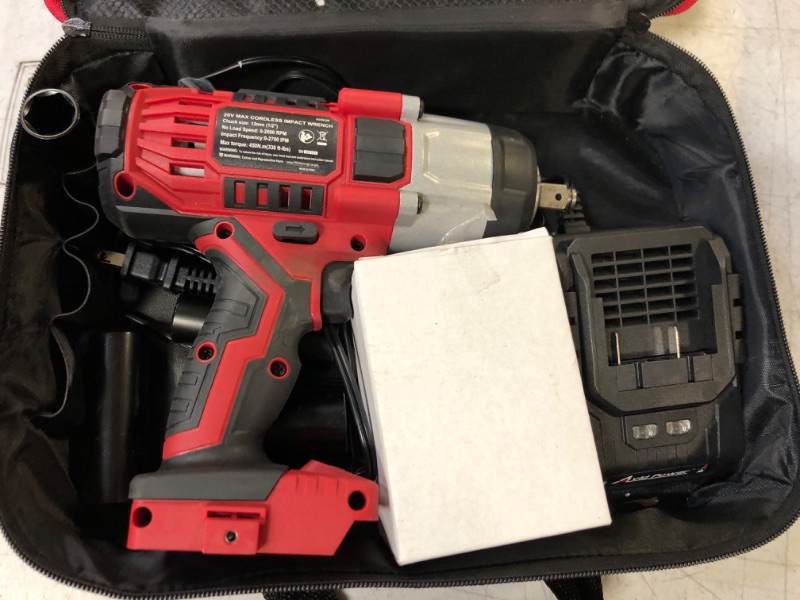 Photo 2 of AVID POWER Cordless Impact Wrench, 1/2 Impact Gun w/ Max Torque 330 ft lbs (450N.m), 20V Impact Driver Kit w/ 3.0A Li-ion Battery, 4 Pcs Drive Impact Sockets and 1 Hour Fast Charger, Electric Impact 1-Red