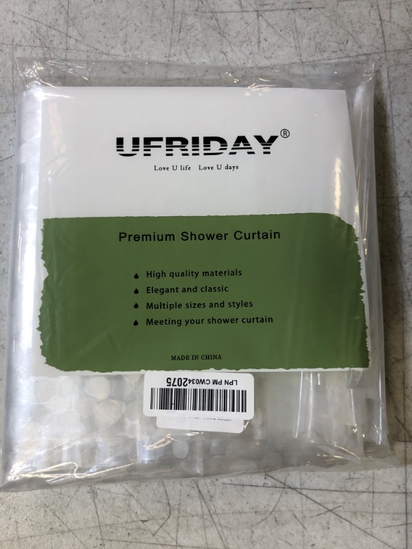 Photo 2 of UFRIDAY Clear Shower Curtain Liner 72 x 72 inch,EVA 3D Cobblestone Weighted Plastic Bathroom Shower Curtain Liner with 3 Big Magnets, Thick, Heavy Duty, Transparent. Cobblestone Clear 72W x 72L