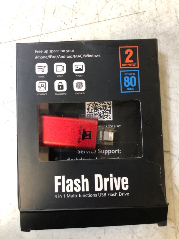 Photo 2 of Flash Drive for iPhone 256GB, 4 in 1 USB Type C Memory Stick, Photo Stick External Storage Thumb Drive for iPhone iPad Android Computer, Candy Red 256GB Brilliant red