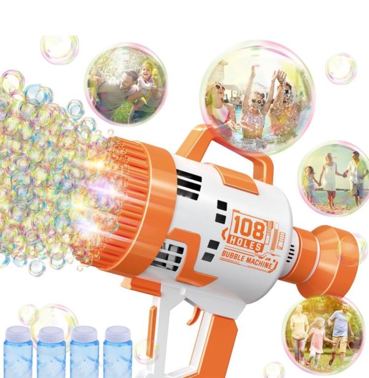 Photo 1 of 132 Hole Rocket Bubble Machine Gun - Bubble Blower Machine Colorful Light Up Bubble Gun, Bubble Maker Gun Toys for Wedding Bubbles Outdoor Indoor Birthday Party Favors Gift?Pink?