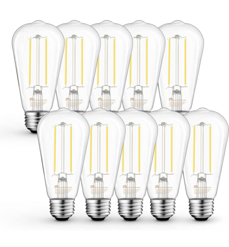 Photo 1 of MASTERY MART Edison Bulbs 60 Watt LED- CRI 95+ Soft White 2700K, E26 LED Bulb, ST58 5.5W Decorative Light Bulbs Non-dimmable, UL Certified [Soft White?10 Pack]