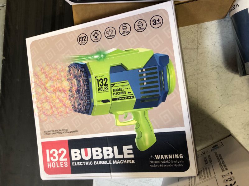 Photo 1 of Bubble Gun, 132 Holes Upgraded Bubble Machine Gun for Kids, Bubble Maker with Colorful Lights, Summer Toy Suitable for Children Adults, Indoor and Outdoor Birthday Wedding Party Events