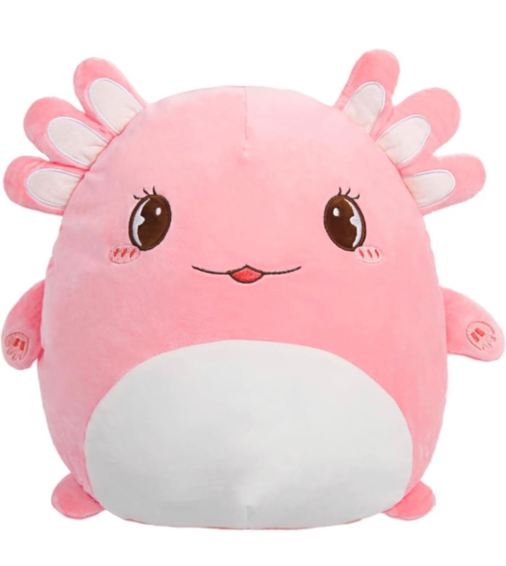 Photo 1 of ARELUX 16in Soft Pink Axolotl Anime Plush Pillow Cute Stuffed Animal Plush Toy Kawaii Plushies Room Decor Christmas Decorations Gifts for Women Kids Birthday