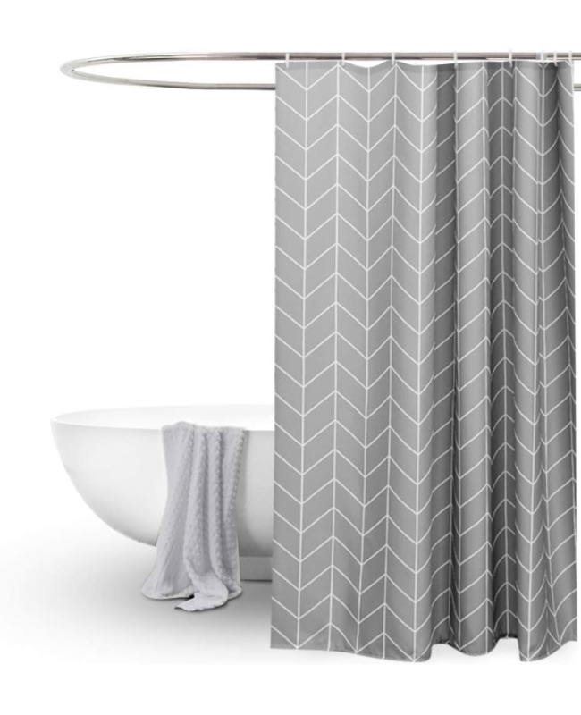 Photo 1 of  Gray Geometric Stylish,Weighted Thick Fabric Decorative Grey Shower Curtains for Bathroom Bathtubs,Hotel Quality Cloth 6.5ft Length