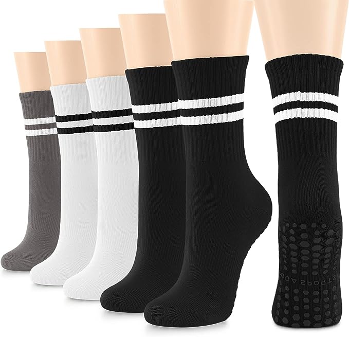 Photo 1 of 3 Pairs Pilates Socks Yoga Socks with Grips for Women Non Slip, Pilates, Workout, Pure Barre, Ballet, Dance, Hospital Socks