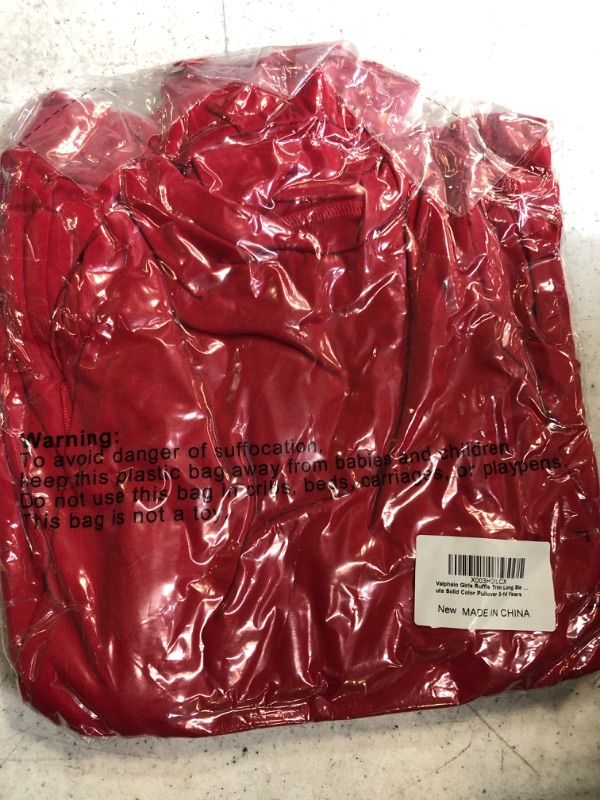 Photo 2 of Girls Casual Crewneck Sweatshirts Ruffles Trim Long Sleeve Cute Solid Color Pullover RED 5-14 YRS 
