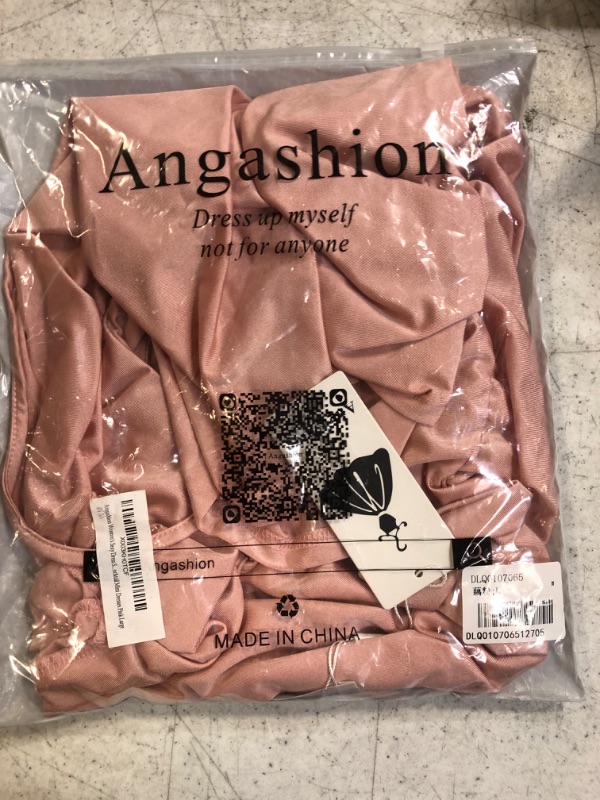 Photo 1 of Angashion Women's Sexy Dress Spaghetti Strap Bandage Backless Ruched Stretchy Bodycon Party Club Cocktail Mini Dresses L 
