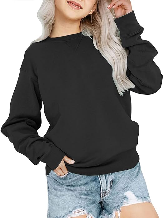 Photo 1 of Bingerlily Girls Casual Long Sleeve Sweatshirt Crew Neck Cute Pullover Relaxed Fit Tops M
