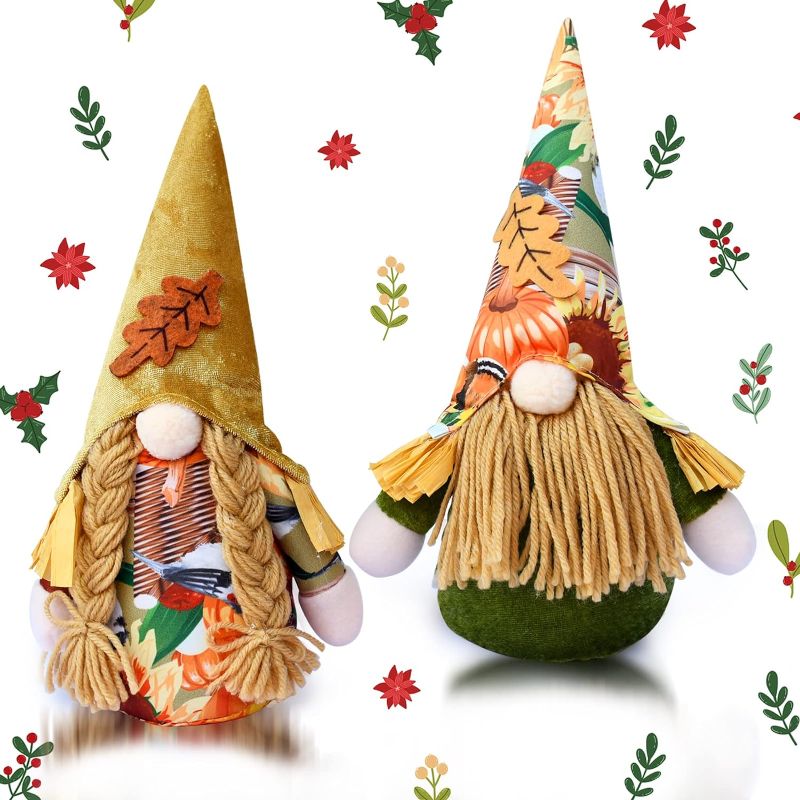 Photo 1 of YuQi 2PCS Fall Halloween Faceless Gnomes Decorations for Home, Fall Harvest Thanksgiving Gnomes Plush Table Decor for Autumn Holiday Kitchen Thanksgiving Decor
