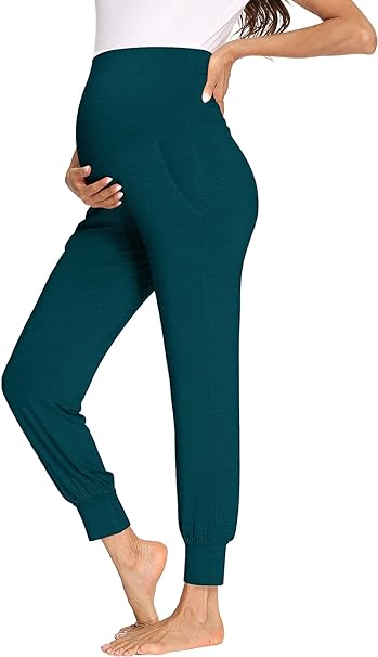 Photo 1 of fitglam Women's Maternity Pants Clothes Pajamas Over Belly Pregnancy Must Haves Lounge Pants Joggers with Pockets -- Size XL
