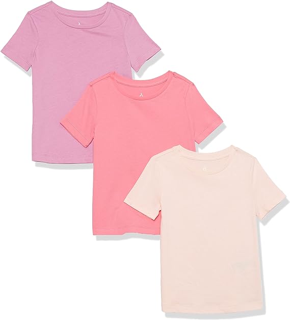 Photo 1 of Amazon Aware Girls and Toddlers' Relaxed Organic Cotton Short Sleeve T-Shirt, Pack of 3 -- Size Large 
