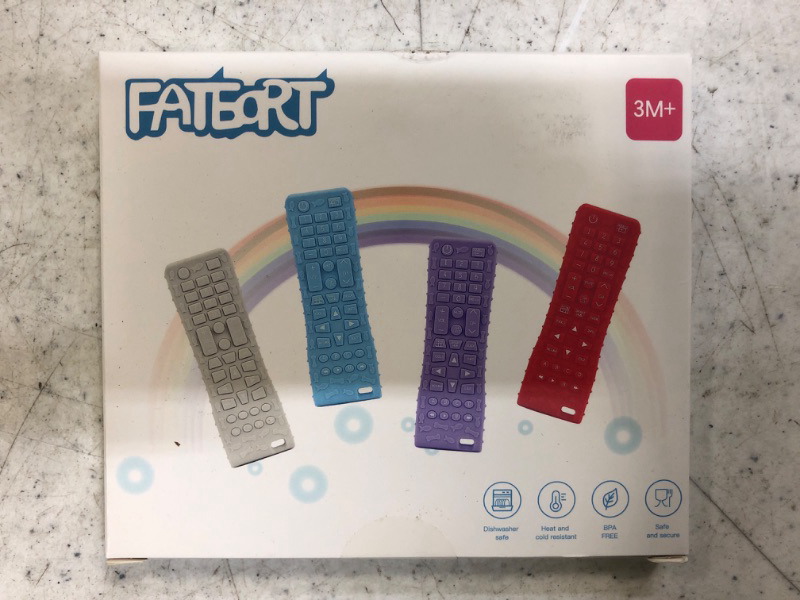 Photo 2 of FATEORT New Upgrade Key Presses 2-Pack Silicone Baby Teething Toys for Babies 3 Months+, Pressable Remote Control Shape Teething Toys Boys Girls Baby Chew Toys, Relief Baby Teething Gum Black