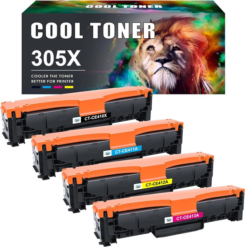 Photo 1 of Cool Toner Compatible Toner Cartridge Replacement for HP 305A 305X CE410X CE411A CE412A CE413A for HP Laserjet Pro 400 Toner Laserjet M451dn M451nw MFP M475dn, LaserJet Pro MFP M476nw M476dn M476dw
