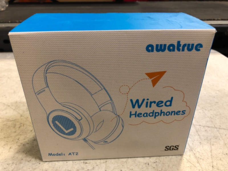 Photo 2 of awatrue Kids Headphones Wired Toddler Headphones with Microphone, Over-Ear Headphones, 85/94dB Volume-Limiting, 3.5mm Jack, Foldable On-Ear Design - Safe & Comfortable for Learning & Entertainment BlueOrange