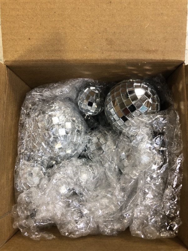 Photo 2 of 20 Pcs Hanging Mirror Disco Ball Ornaments Glass Disco Balls Decoration Different Sizes 70s Reflective Mini Disco Ball Decor with Rope (2.4 Inch, 2 Inch, 1.6 Inch, 1.2 Inch)