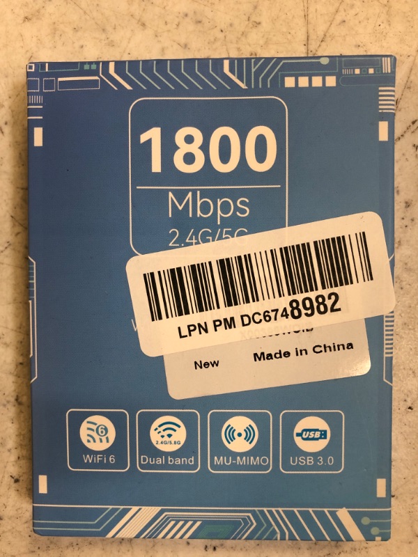 Photo 2 of WiFi Adapter,USB WiFi 6 Adapter for Desktop PC,1800Mbps Dual Band 2.4G & 5G(574Mbps/1201Mbps),Dual 5dBi Antennas High Gain 802.11AC,Supports Windows 10/11