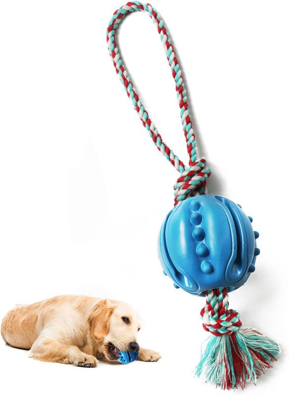 Photo 1 of Durable Dog Chew Ball Rope - Natural Rubber Ball for Dog Training, Chewing and Interactive, Tug Ball Toy Clean Teeth, Interactive Toys for Puppy Small Medium Large Dogs
