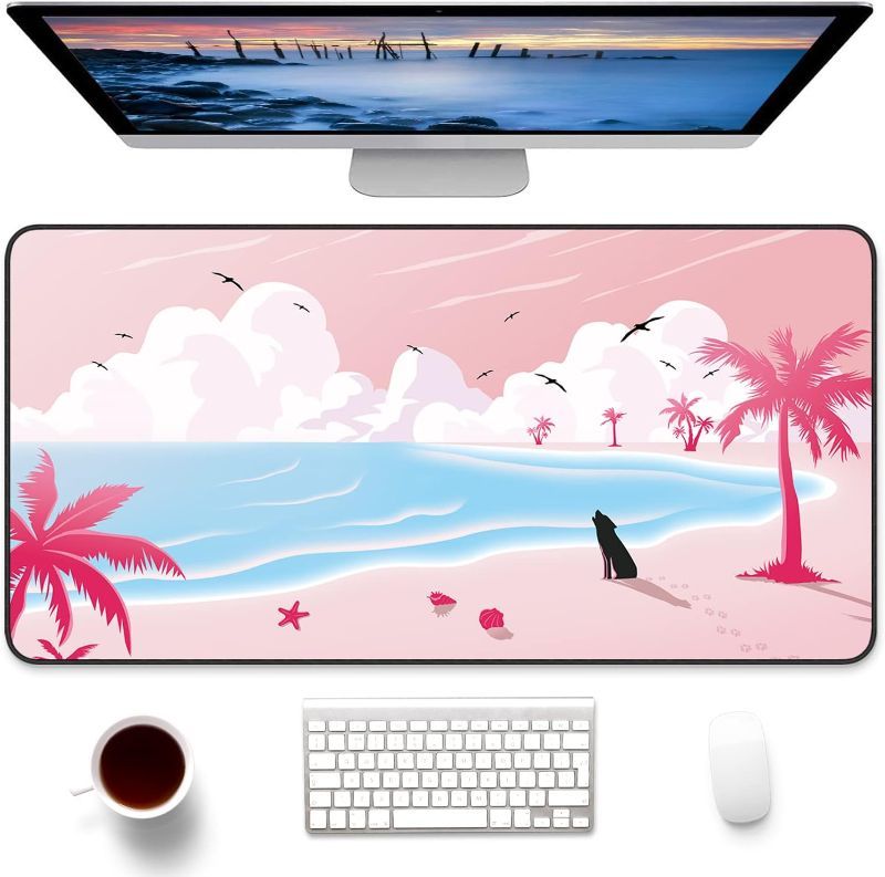 Photo 1 of LANGTU Extended Gaming Mouse Pad, Large XXL Mouse Mat with Stitched Edge, Pink Desk Mat for Computer Keyboard, Laptop & PC, Non-Slip Natural Rubber Base…
