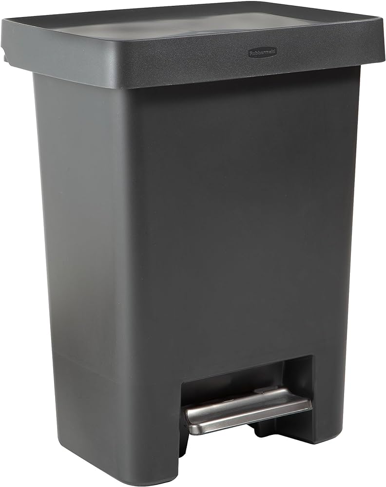 Photo 1 of Rubbermaid High-Capacity Step-On Trash Can, 19 Gallon, Charcoal, Stainless-Steel Pedal, for Home/Kitchen/Common Space
