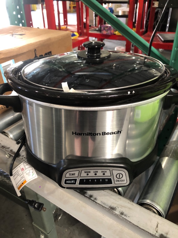 Photo 1 of Hamilton Beach Programmable Slow Cooker with Flexible Easy Programming, 5 Cooking Times, Dishwasher-Safe Crock, Lid, 4 Quart, Silver