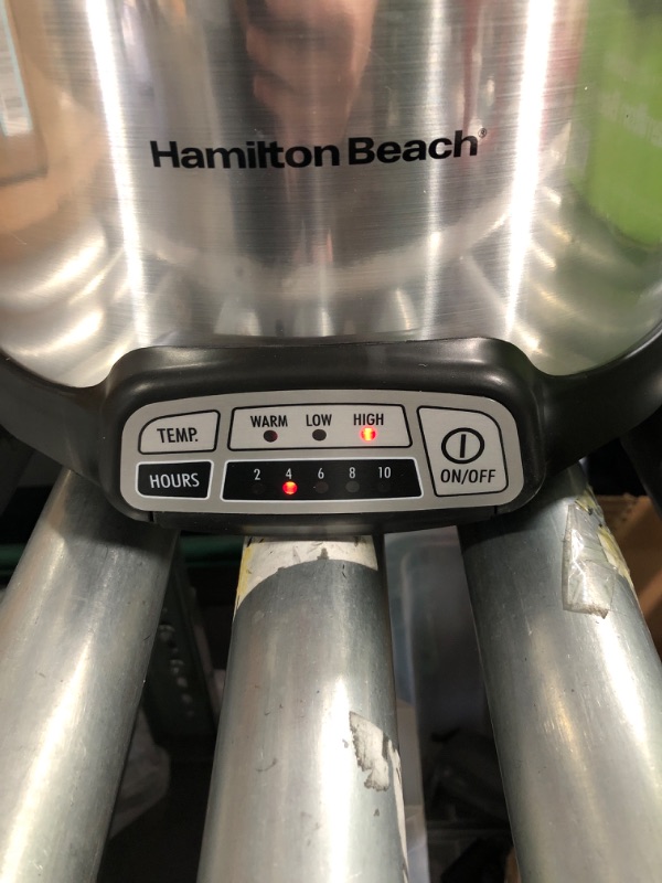 Photo 1 of Hamilton Beach Programmable Slow Cooker with Flexible Easy Programming, 5 Cooking Times, Dishwasher-Safe Crock, Lid, 4 Quart, Silver