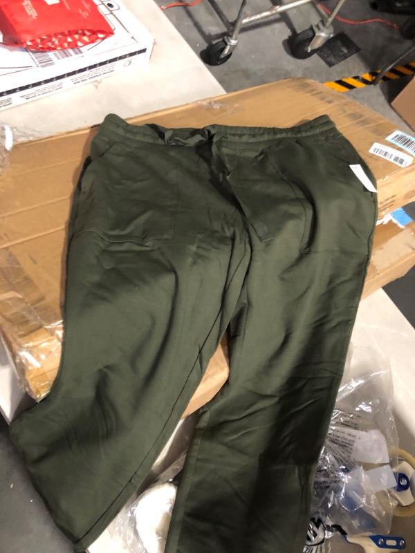 Photo 3 of Daily Ritual Women's Relaxed-Fit Terry Cotton and Modal Patch Pocket Jogger Pants Large Olive