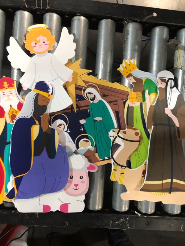 Photo 4 of (USED AND A LITTLE BENT) Religious Christmas Yard Signs Nativity Scene Outdoor Lawn Decorations Baby Jesus Birth Manger Scene Cutouts Winter Holiday 