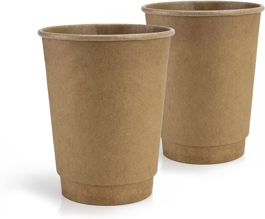 Photo 1 of ALPHA PACK [80 Sets - 12 oz] Disposable Kraft Double Wall Paper Hot Coffee Cups