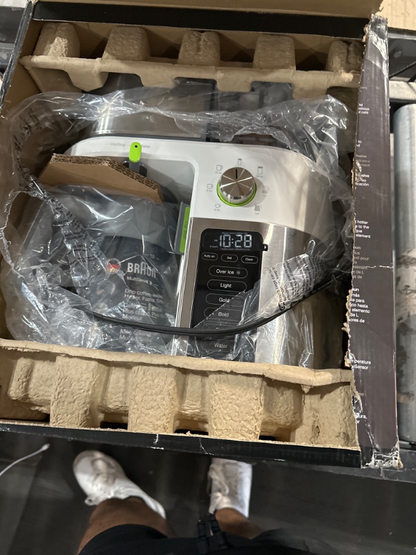 Photo 1 of Braun MultiServe Coffee Machine 7 Programmable Brew Sizes / 3 Strengths + Iced Coffee & Hot Water for Tea, Glass Carafe (10-Cup), White, KF9150WH KF9150WH White