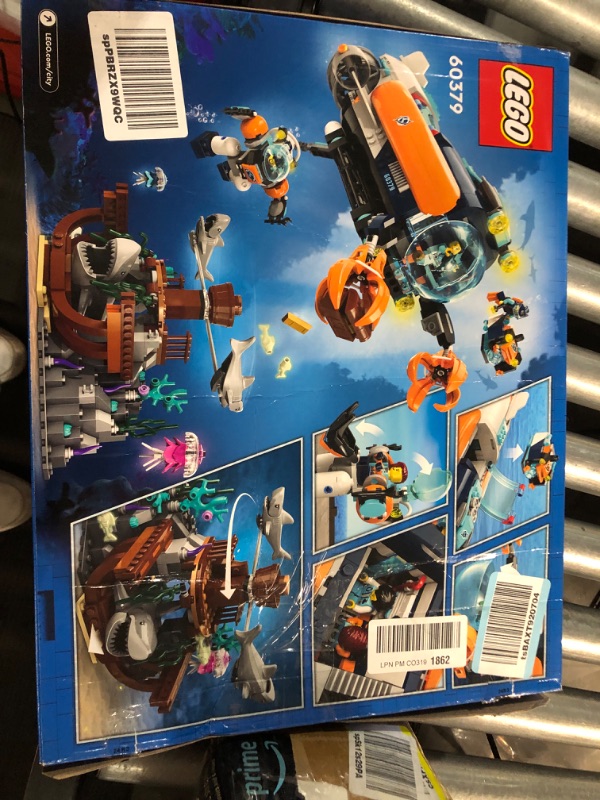 Photo 2 of (USED AND PARTS ONLY) LEGO City Deep-Sea Explorer Submarine 60379 Building Toy Set, Ocean Submarine Playset with Shipwreck Setting, 6 Minifigures and 3 Shark Figures for Imaginative Play, A Gift Idea for Ages 7+